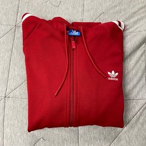 Red Adidas Track Jacket W/ Lace Hood